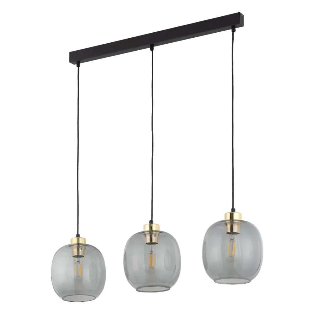 Lampa Wisząca OMEGA Czarny Złoty Szklane Klosze 3xE27 * TK Lighting New