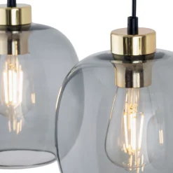 Lampa Wisząca OMEGA Czarny Złoty Szklane Klosze 3xE27 * TK Lighting New