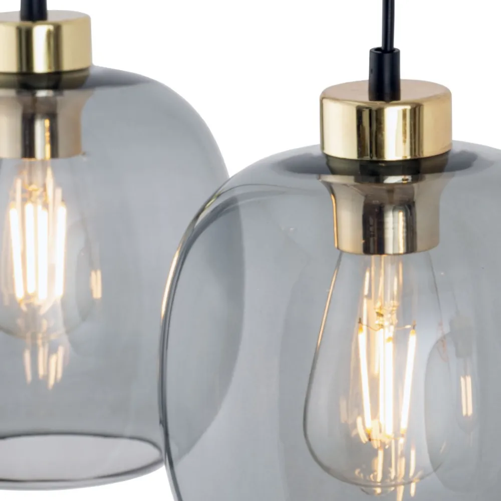 Lampa Wisząca OMEGA Czarny Złoty Szklane Klosze 3xE27 * TK Lighting New