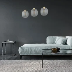 Lampa Wisząca OMEGA Czarny Złoty Szklane Klosze 3xE27 * TK Lighting New