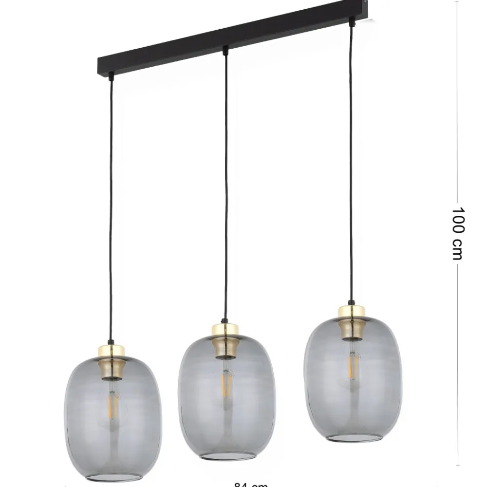Lampa Wisząca OMEGA Czarny Złoty Szklane Klosze 3xE27 * TK Lighting New