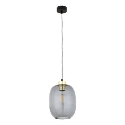 Lampa Wisząca OMEGA Czarny Złoty Szklany Klosz 1xE27 * TK Lighting Online