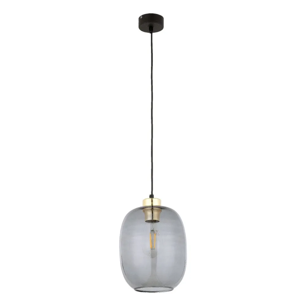 Lampa Wisząca OMEGA Czarny Złoty Szklany Klosz 1xE27 * TK Lighting Online
