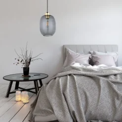 Lampa Wisząca OMEGA Czarny Złoty Szklany Klosz 1xE27 * TK Lighting Online