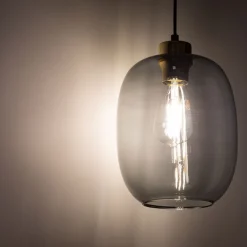 Lampa Wisząca OMEGA Czarny Złoty Szklany Klosz 1xE27 * TK Lighting Online