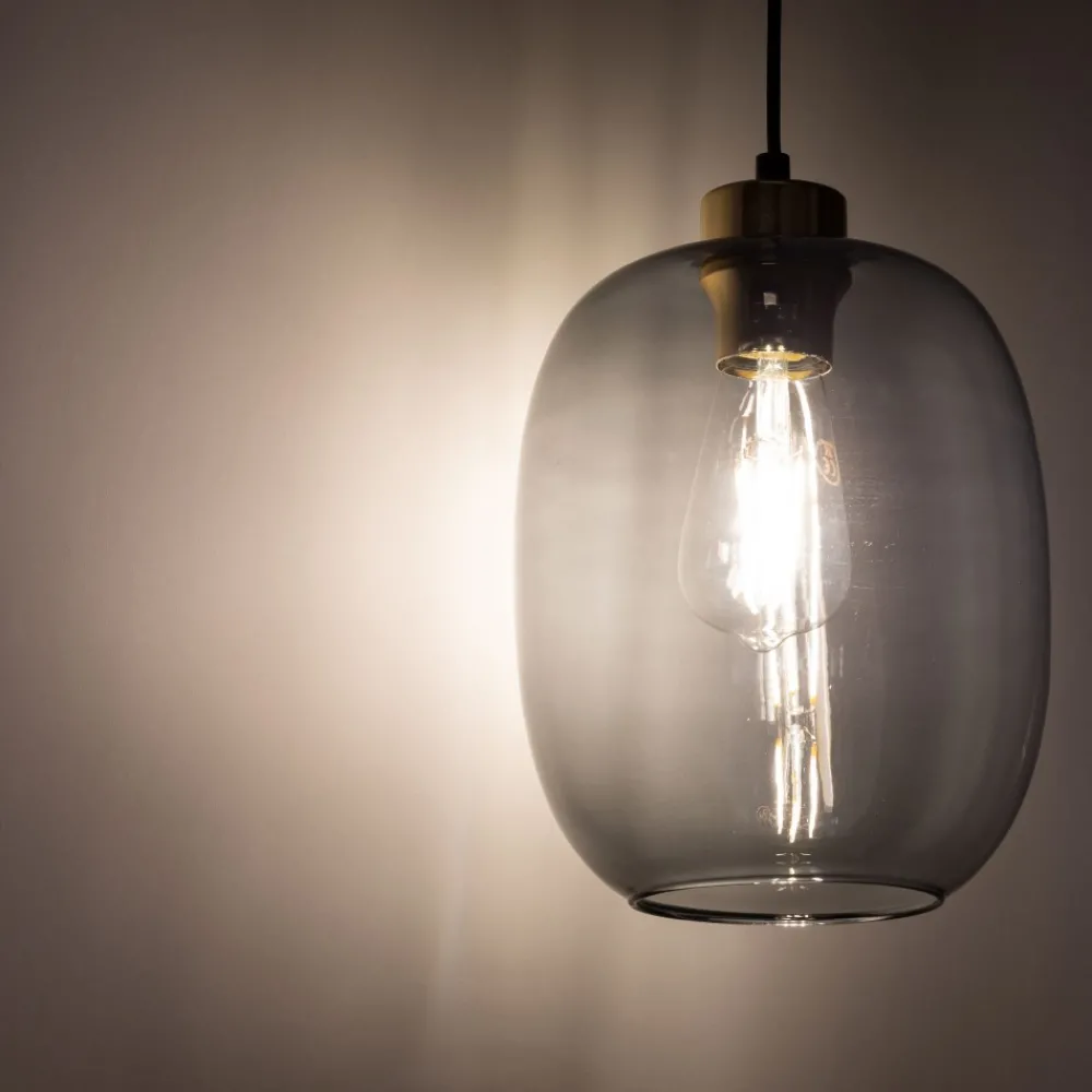 Lampa Wisząca OMEGA Czarny Złoty Szklany Klosz 1xE27 * TK Lighting Online