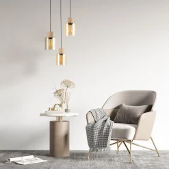 Lampa Wisząca ORSON Brązowy Czarny Szklane Klosze 3xE27 * TK Lighting
