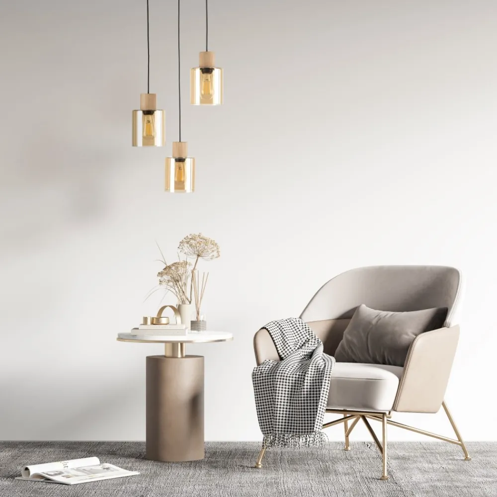 Lampa Wisząca ORSON Brązowy Czarny Szklane Klosze 3xE27 * TK Lighting