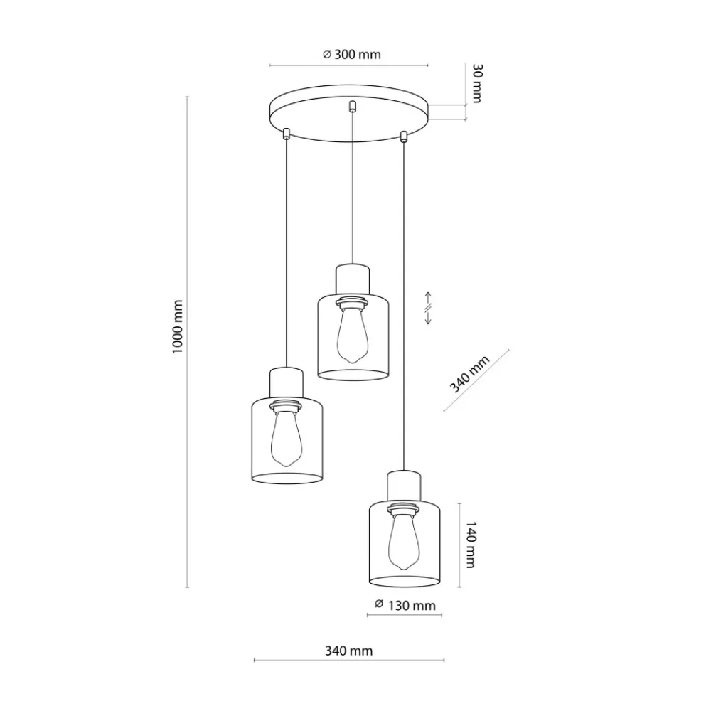 Lampa Wisząca ORSON Brązowy Czarny Szklane Klosze 3xE27 * TK Lighting