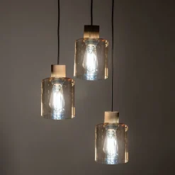 Lampa Wisząca ORSON Brązowy Czarny Szklane Klosze 3xE27 * TK Lighting