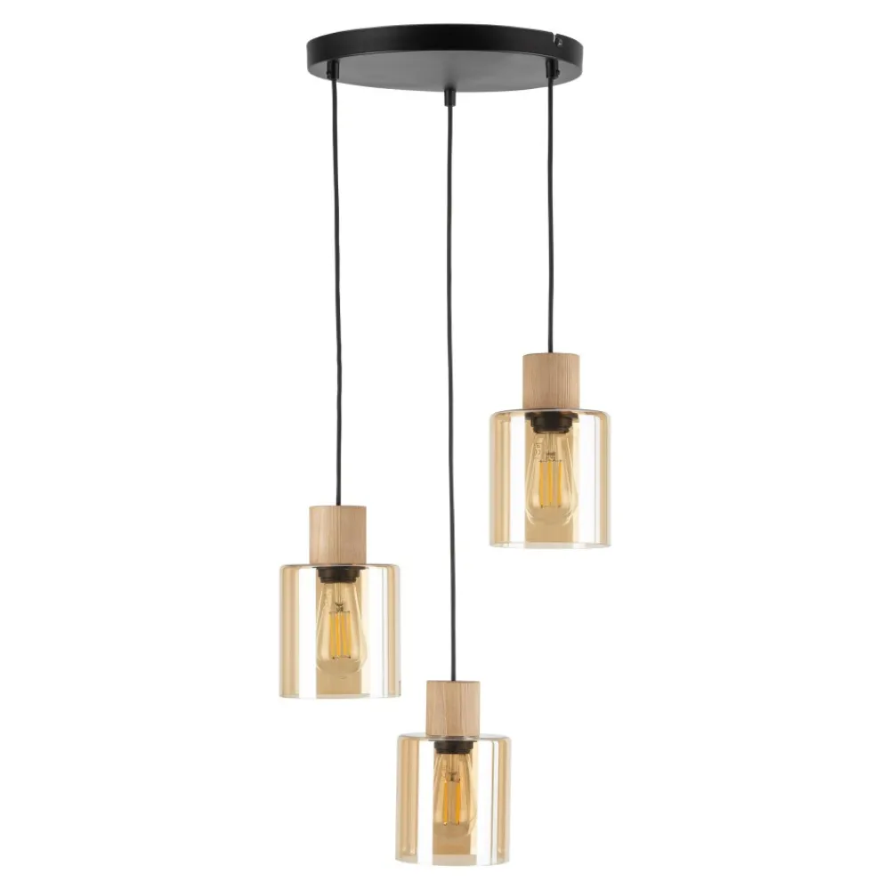 Lampa Wisząca ORSON Brązowy Czarny Szklane Klosze 3xE27 * TK Lighting