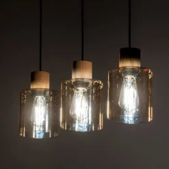 Lampa Wisząca ORSON Czarny Brązowy Szklane Klosze 3xE27 * TK Lighting Hot