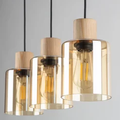 Lampa Wisząca ORSON Czarny Brązowy Szklane Klosze 3xE27 * TK Lighting Hot