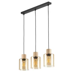 Lampa Wisząca ORSON Czarny Brązowy Szklane Klosze 3xE27 * TK Lighting Hot