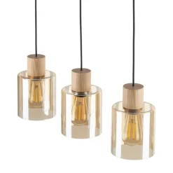 Lampa Wisząca ORSON Czarny Brązowy Szklane Klosze 3xE27 * TK Lighting Hot