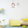 Lampa Wisząca OWL Brązowy Biały Plastikowy Klosz 1xE14 15cm * Eko-light Sale
