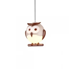 Lampa Wisząca OWL Brązowy Biały Plastikowy Klosz 1xE14 15cm * Eko-light Sale
