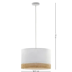 Lampa Wisząca PAGLIA Biały Boho Abażur 1xE27 38cm * TK Lighting Clearance