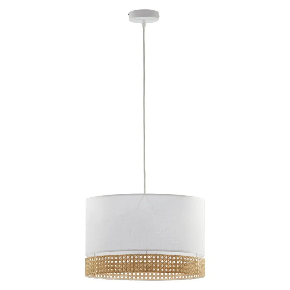 Lampa Wisząca PAGLIA Biały Boho Abażur 1xE27 38cm * TK Lighting Clearance