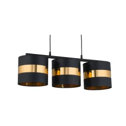 Lampa Wisząca PARIS Czarny Złoty Abażury 3xE27 * TK Lighting Discount