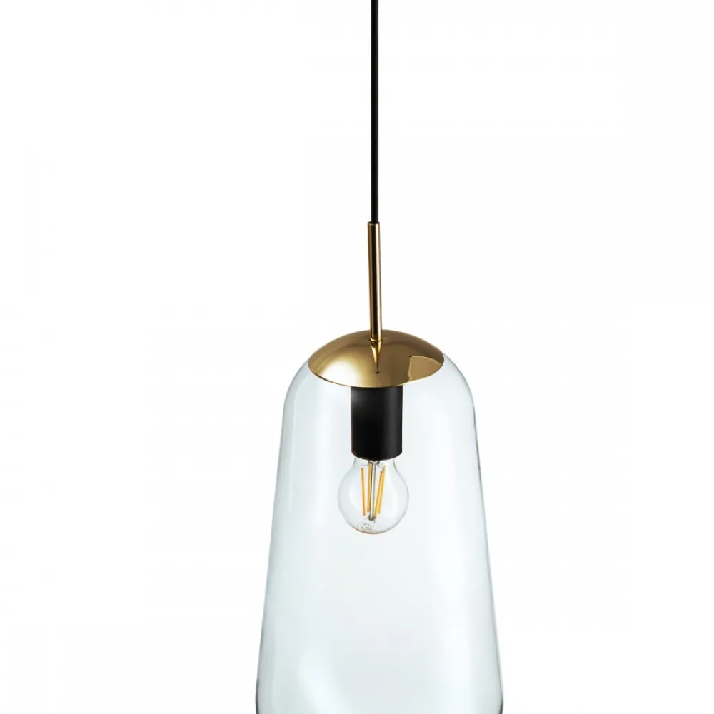 Lampa Wisząca PEAR L Czarny Złoty Szklany Klosz 1xE27 22cm * Nowodvorski New