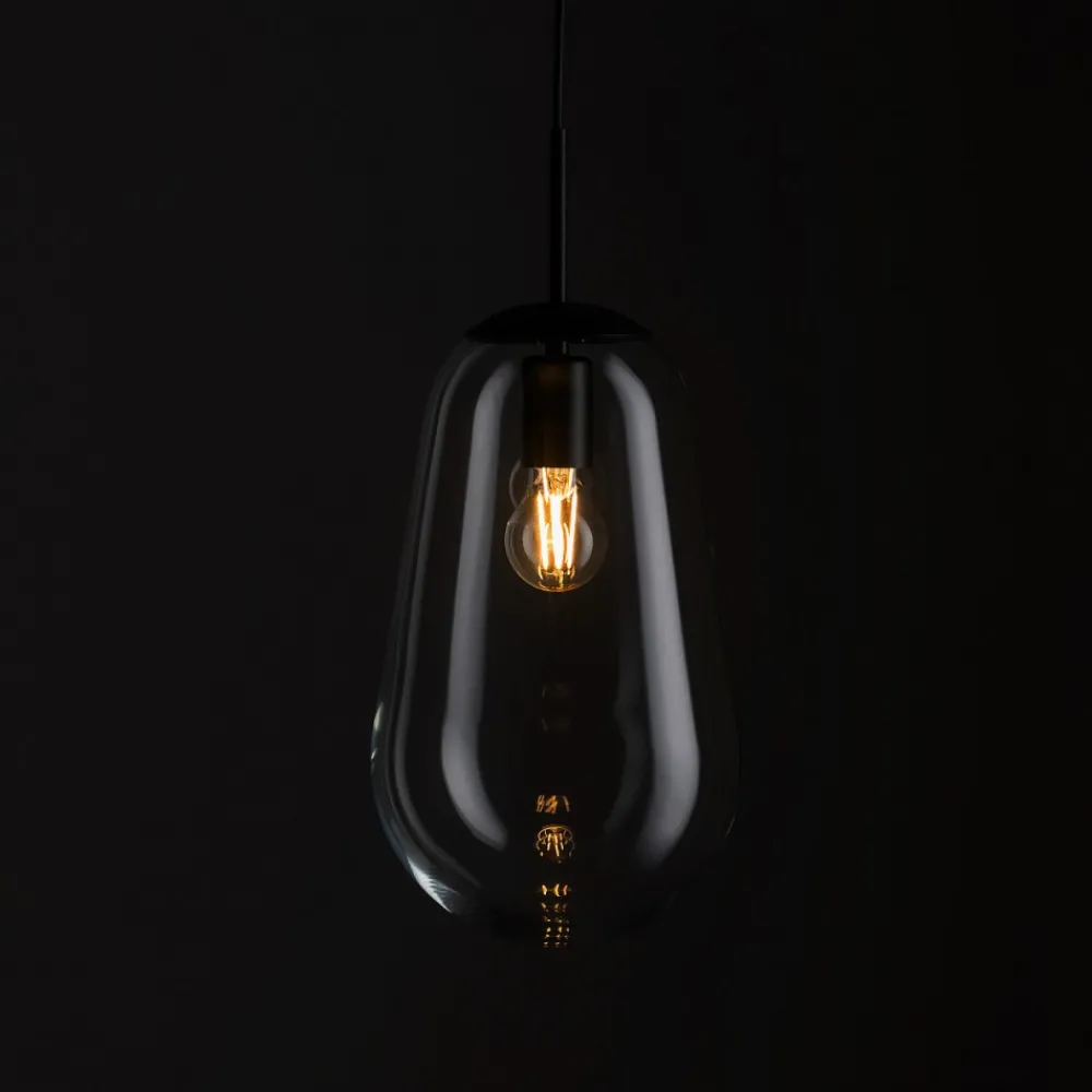 Lampa Wisząca PEAR M Czarny Szklany Klosz 1xE27 22cm * Nowodvorski