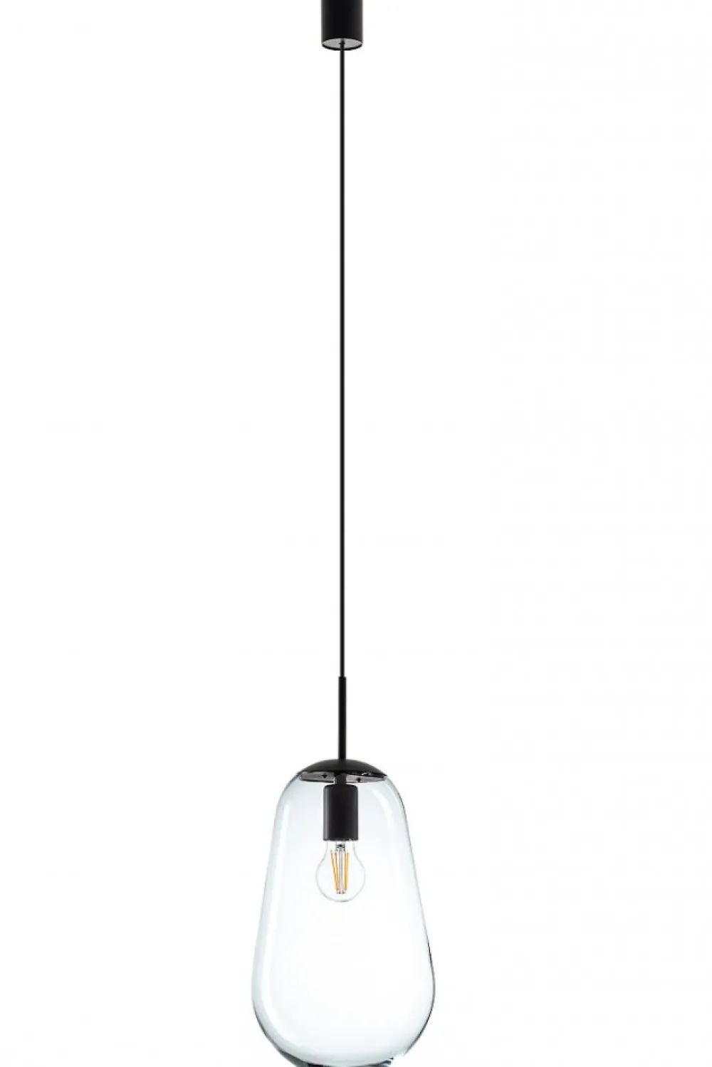 Lampa Wisząca PEAR M Czarny Szklany Klosz 1xE27 22cm * Nowodvorski