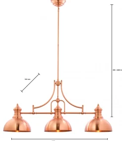 Lampa Wisząca PLATINO Miedziany 3xE27
