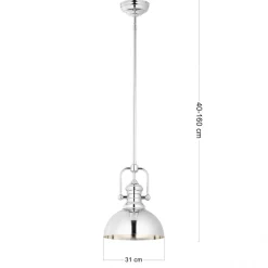 Lampa Wisząca PLATINO Srebrny 1xE27 31 cm * Jupiter Hot