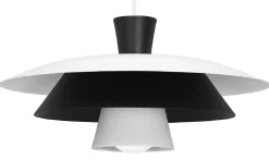 Lampa Wisząca PLATO Biały Czarny Metalowy Klosz 1xE27 34cm * Luminex New