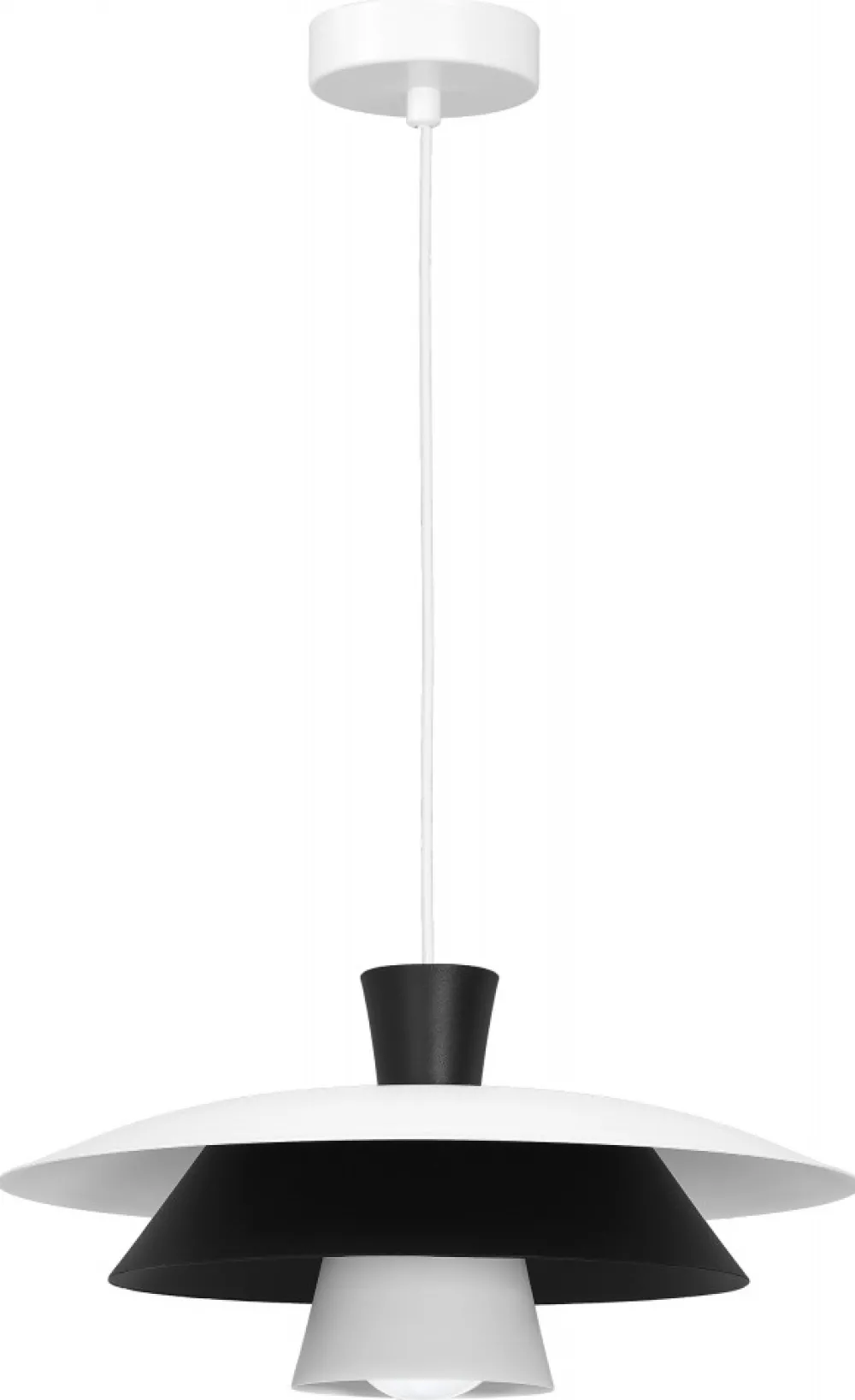 Lampa Wisząca PLATO Biały Czarny Metalowy Klosz 1xE27 34cm * Luminex New