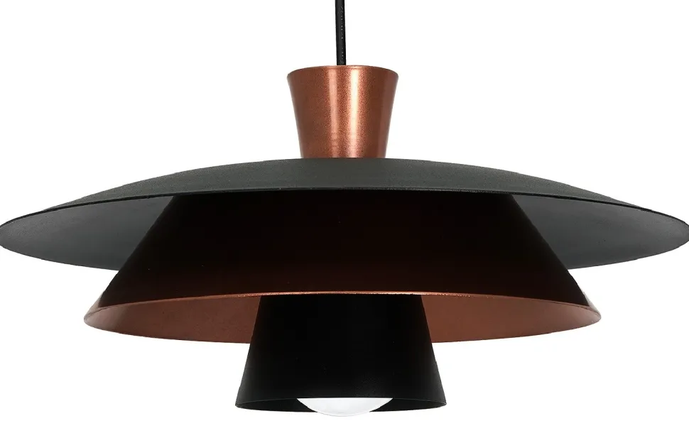 Lampa Wisząca PLATO Czarny Miedziany Metalowy Klosz 1xE27 34cm