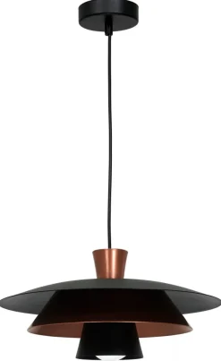 Lampa Wisząca PLATO Czarny Miedziany Metalowy Klosz 1xE27 34cm