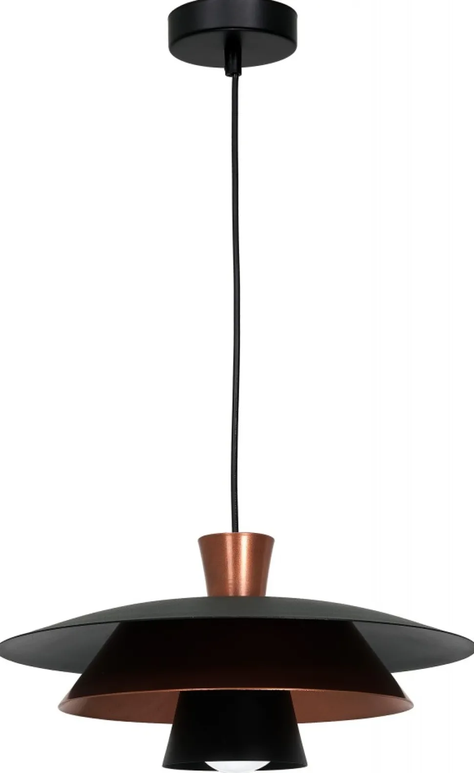 Lampa Wisząca PLATO Czarny Miedziany Metalowy Klosz 1xE27 34cm