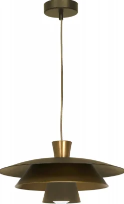 Lampa Wisząca PLATO Złoty Szary Metalowy Klosz 1xE27 34cm