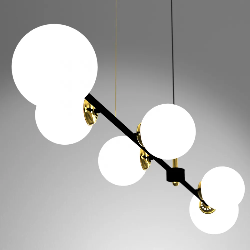 Lampa Wisząca POP Czarny Biały Szklane Klosze 6xE14 148cm * Eko-light Online
