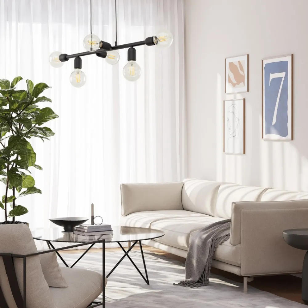 Lampa Wisząca PORTO Czarny Loft 6xE27 * TK Lighting Online