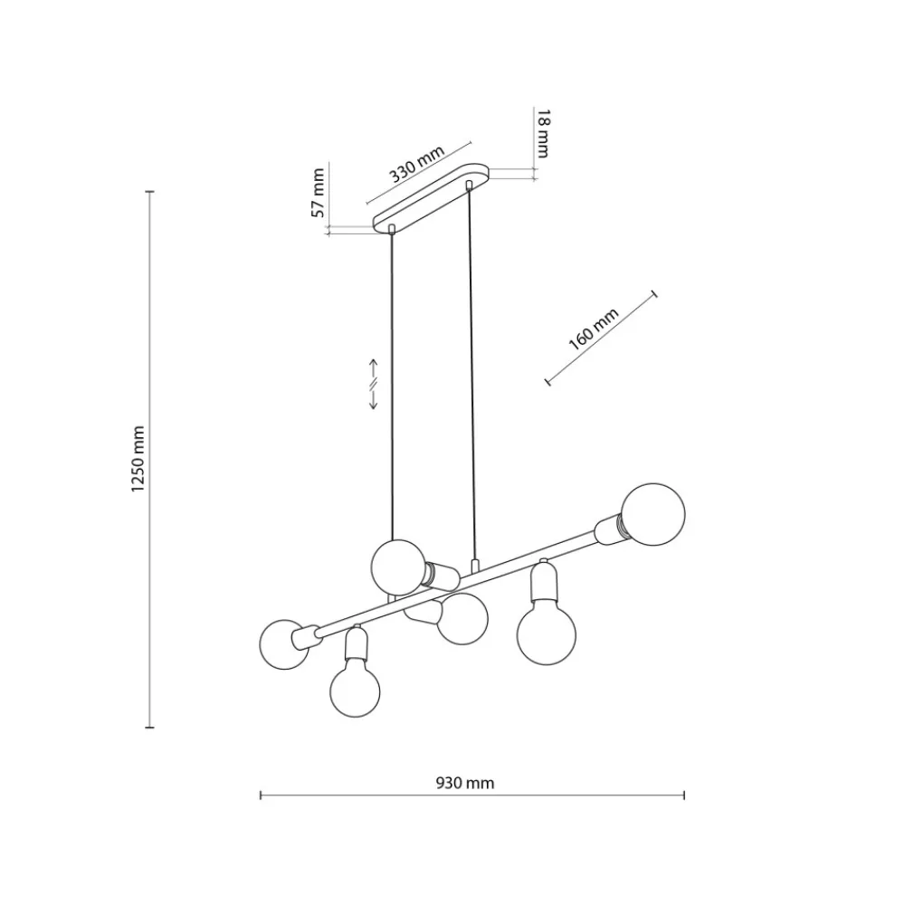 Lampa Wisząca PORTO Czarny Loft 6xE27 * TK Lighting Online