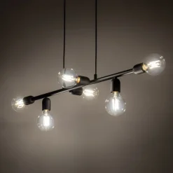 Lampa Wisząca PORTO Czarny Loft 6xE27 * TK Lighting Online