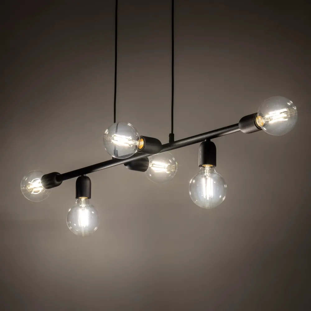 Lampa Wisząca PORTO Czarny Loft 6xE27 * TK Lighting Online