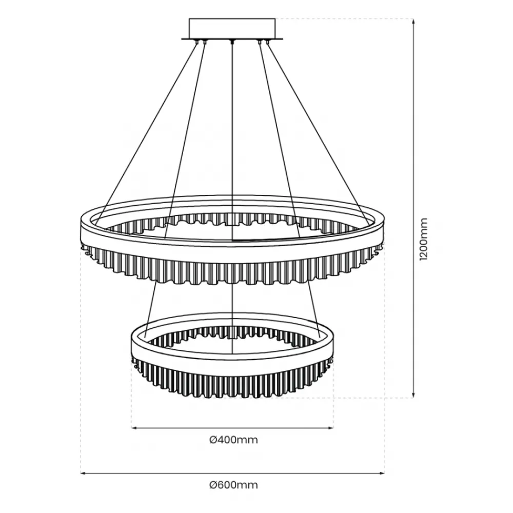 Lampa wisząca PRECIOSA Złota 2 Okręgi 85W LED 4000K 60cm * Eko-light Online