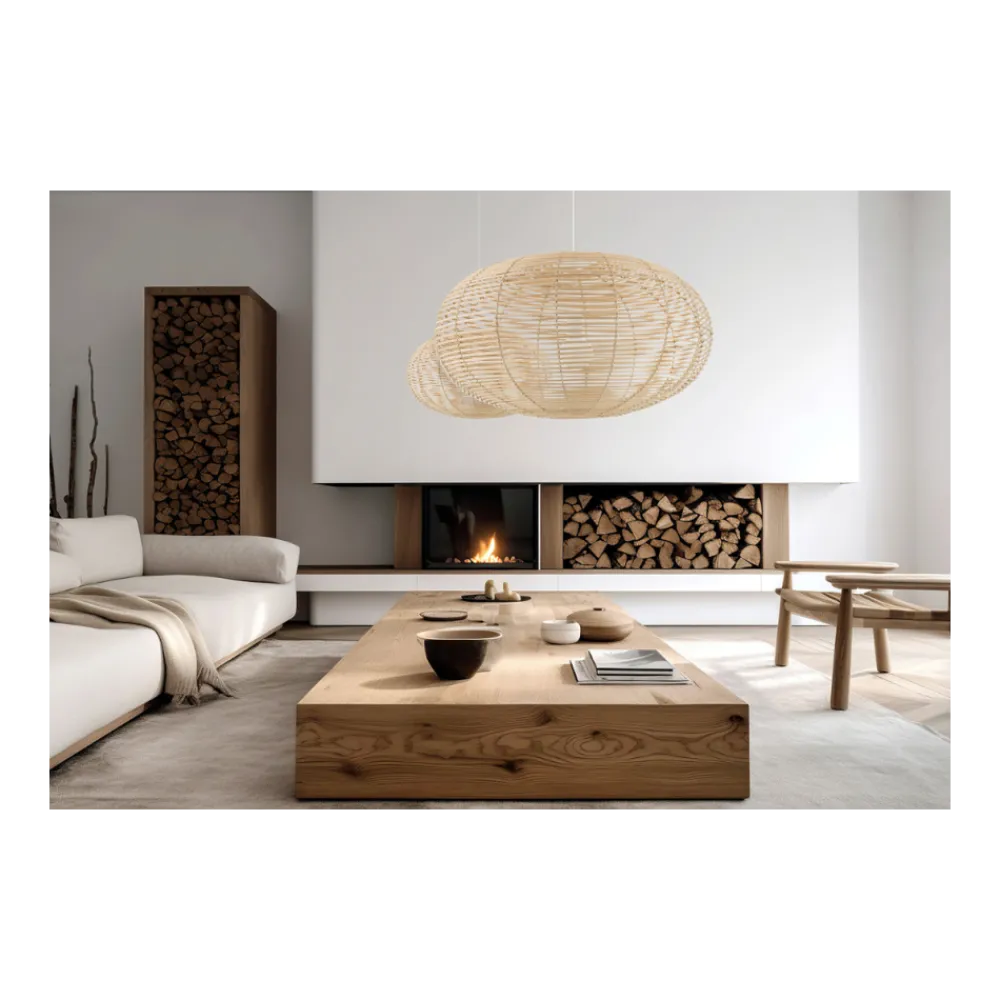Lampa Wisząca RATTAN Biały Brązowy Abażur 1xE27 60 cm * Nowodvorski Discount