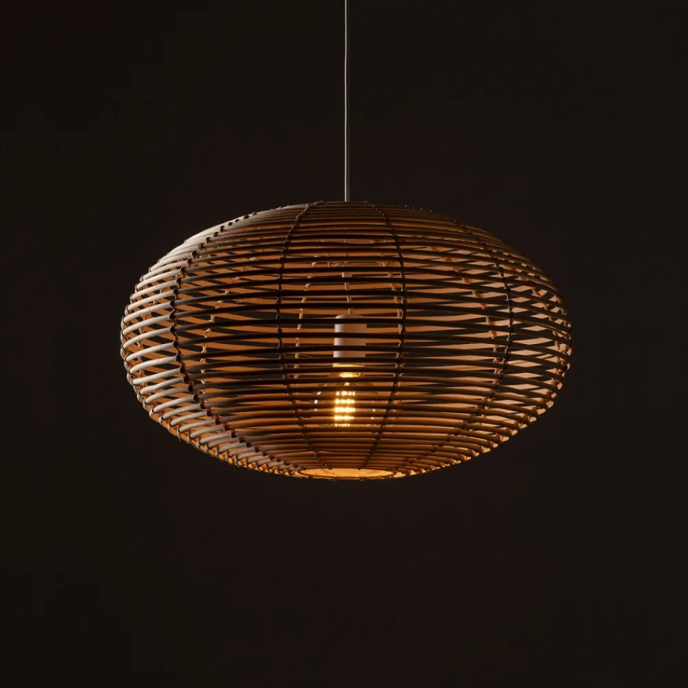 Lampa Wisząca RATTAN Biały Brązowy Abażur 1xE27 60 cm * Nowodvorski Discount