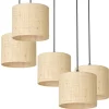Lampa Wisząca RATTAN Czarny Beżowy Abażur 5xE27