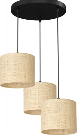 Lampa Wisząca RATTAN Czarny Beżowy Abażur 3xE27 Plafon * Luminex Discount