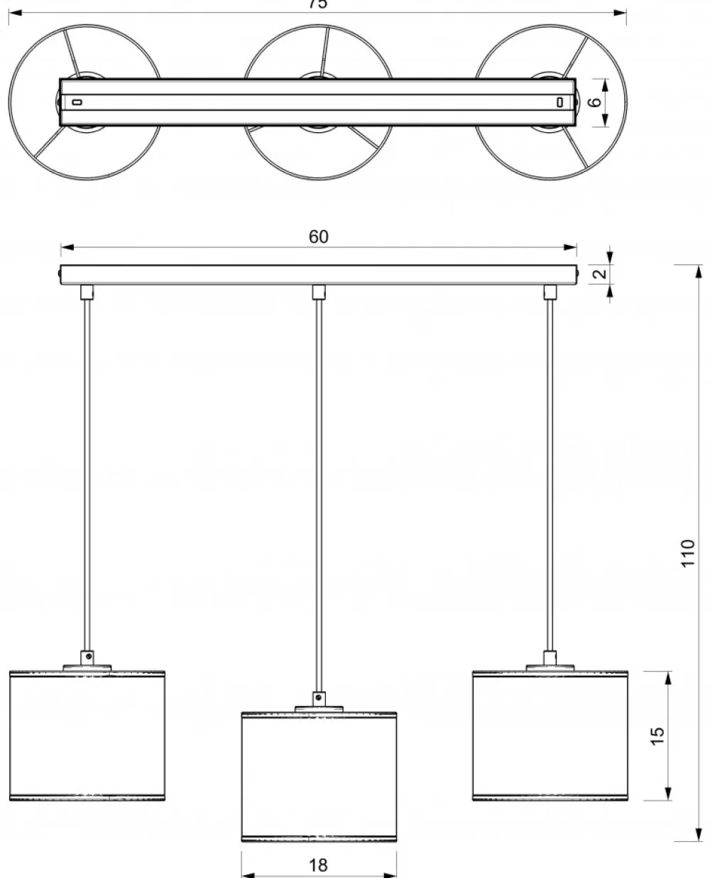Lampa Wisząca RATTAN Czarny Beżowy Abażur 3xE27 * Luminex Outlet