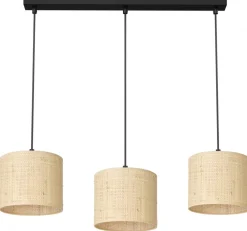 Lampa Wisząca RATTAN Czarny Beżowy Abażur 3xE27 * Luminex Outlet