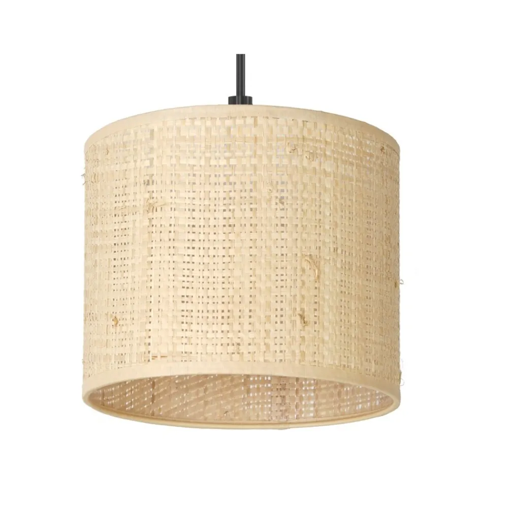 Lampa Wisząca RATTAN Czarny Beżowy Abażur 3xE27 * Luminex Outlet
