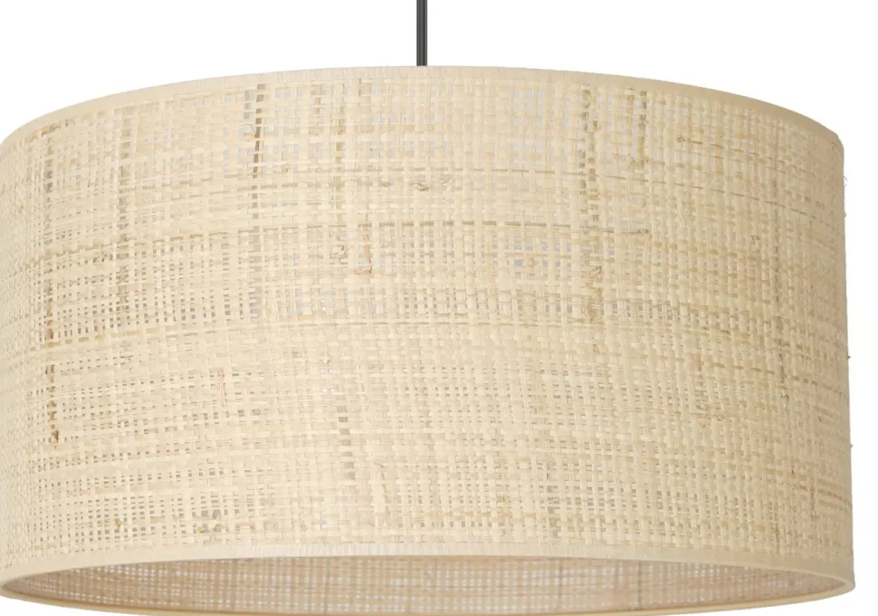 Lampa Wisząca RATTAN Czarny Beżowy Abażur 1xE27 40cm