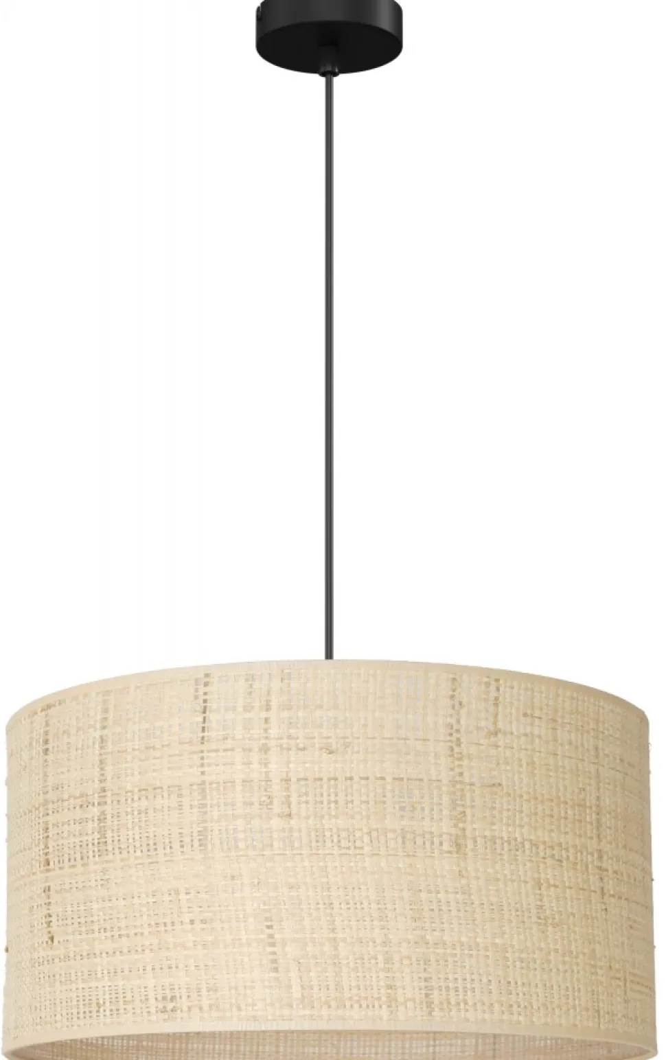 Lampa Wisząca RATTAN Czarny Beżowy Abażur 1xE27 40cm